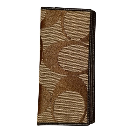 Coach logo print Brown and Tan Wallet checkbook cover accessory - Picture 1 of 7